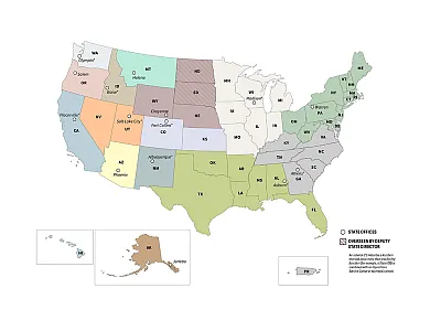 The U.S. Forest Service will move from 10 regional centers to a state-based organizational model at 15 locations overseeing one or more states. The headquarters will be in Salt Lake City, UT.