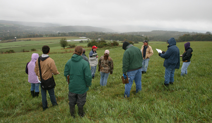 Farmers and advisors consult in field