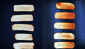 Comparison of fries with and without high acrylamide