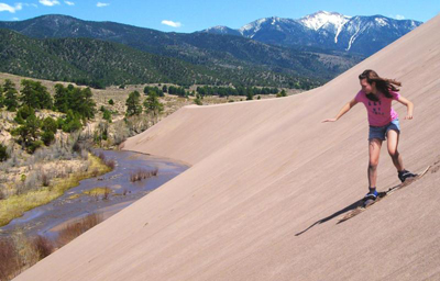 Sandboarding at Great Dunes National Park, Colorado