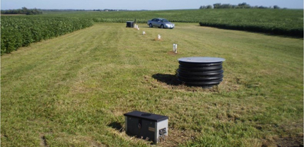 Bioreactor monitoring wells in Iowa soy field 