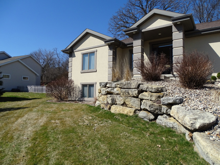 Retaining wall with landscaping