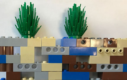 Lego blocks demonstrate organic matter, minerals, air, water in soil