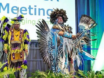 At the opening ceremony of the CANVAS 2024 meeting in San Antonio in November, the American Indians in Texas at the Spanish Colonial Missions delivered a powerful land acknowledgment statement and cultural performance that highlighted the beauty and resilience of local Indigenous arts and the importance of preserving these traditions for future generations.