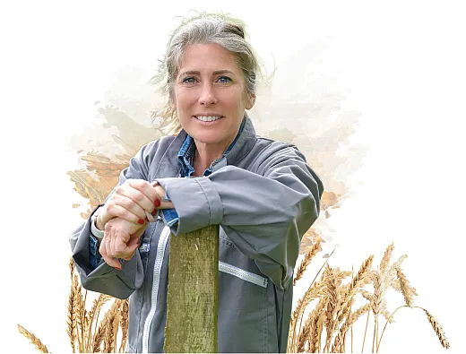 Woman standing in front of wheat